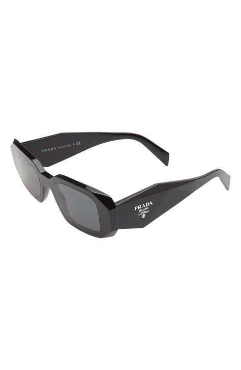 prada runway sunglasses silver|runway 49mm rectangular sunglasses.